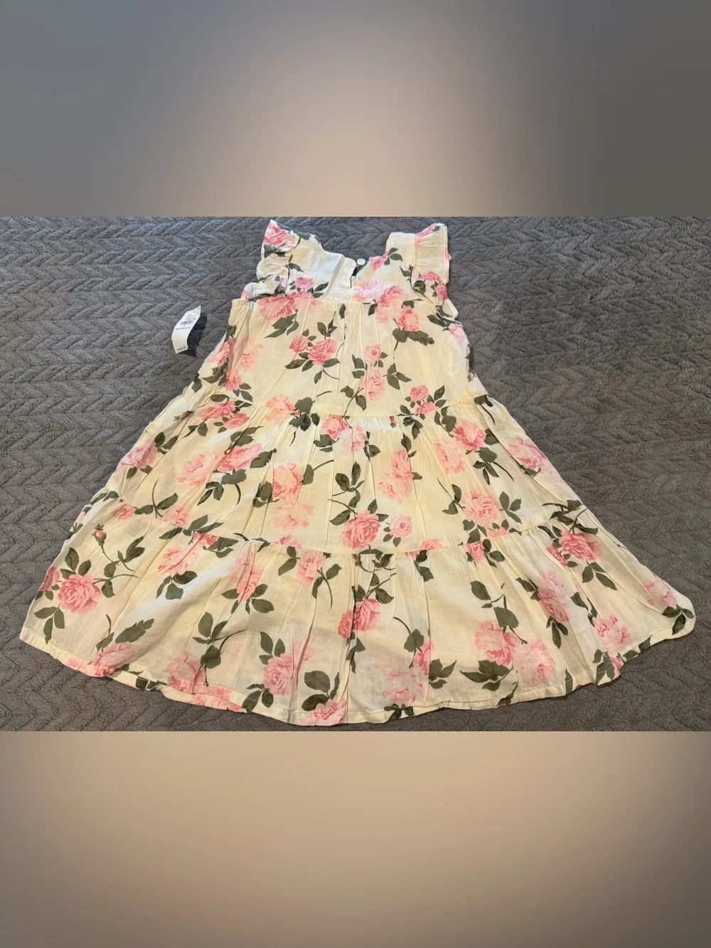Old Navy Cream Dress with Pink Rose Print